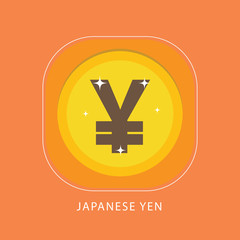 Wall Mural - Yen symbol on gold coin flat style