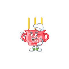 Sticker - Chinese red incense cartoon character wearing costume of chef and white hat