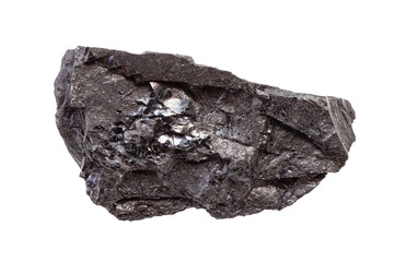 unpolished anthracite (hard coal) rock isolated