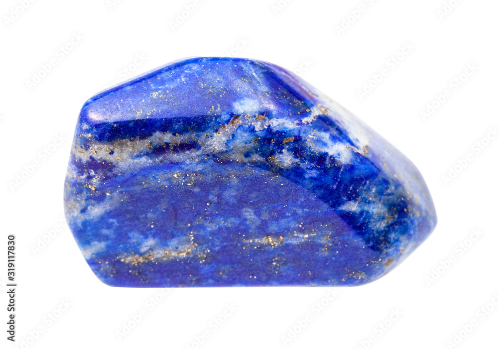 pebble of Lapis lazuli (Lazurite) gem isolated - obrazy, fototapety, plakaty 