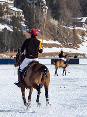 In game action of snow polo