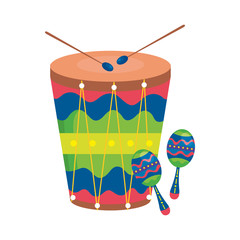 Wall Mural - maracas with drum musical instruments vector illustration design