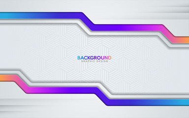 Wall Mural - dynamic white overlap layer background with colorful gradient color. clean modern technology backgro
