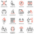 Vector set of linear icons related to law, justice and litigation. Mono line pictograms and infographics design elements - part 2