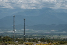 Mobile Towers On The Background Of Mountains, Telecommunications,