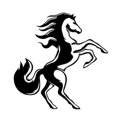 Sticker - Black horse sign on a white background.