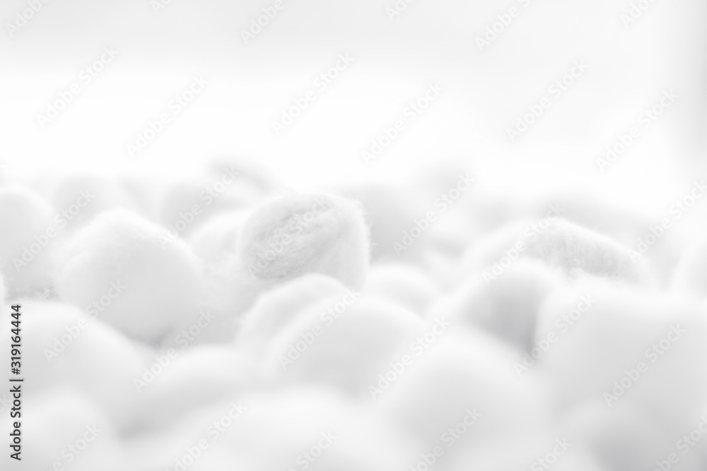 Organic cotton balls background for morning routine, spa cosmetics, hygiene and natural skincare beauty brand product as healthcare and medical design - obrazy, fototapety, plakaty 
