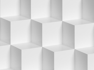 Wall Mural - Abstract white 3D geometric cubes background. 3d rendering - illustration.