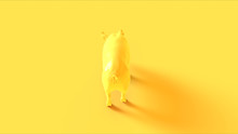 Yellow Pig Rear View 3d Illustration 3d Render