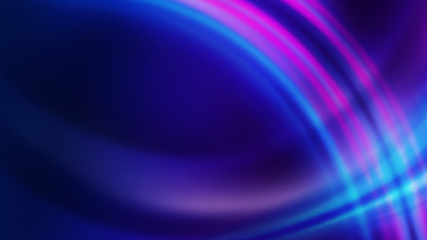 Poster - Dark blue abstract background with ultraviolet neon glow, blurry light lines, waves
