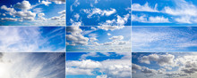 Backgrounds Set With Blue Sky With White Clouds