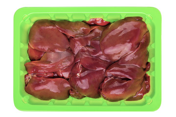 Wall Mural - chicken liver on a white background