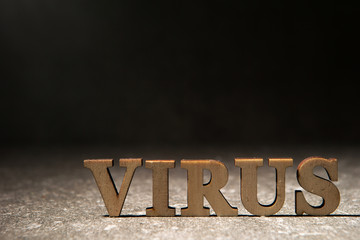 Word virus on black background 