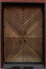 Wall Mural - Door of wooden slats, close-up