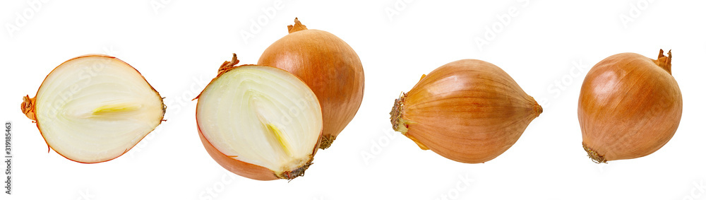 set of onion vegetable with clipping path - obrazy, fototapety, plakaty 