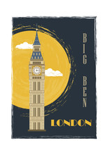 London City Poster. Big Ben Wall Art. London Travel Print. Vector Illustration.