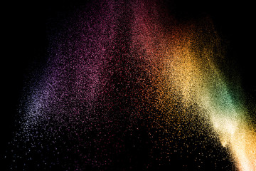 explosion of colored powder isolated on black background. abstract colored background. holi festival