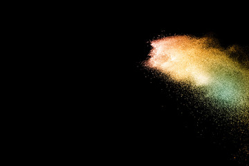 explosion of colored powder isolated on black background. abstract colored background. holi festival