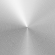 Circular Brushed Metal Texture. Vector Radial Steel Background With Scratches.