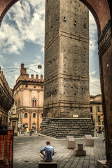 Wall Mural - Garisenda tower in Porta Ravegnana square