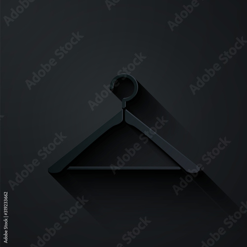 Cuadros en Lienzo Paper cut Hanger wardrobe icon isolated on black background
