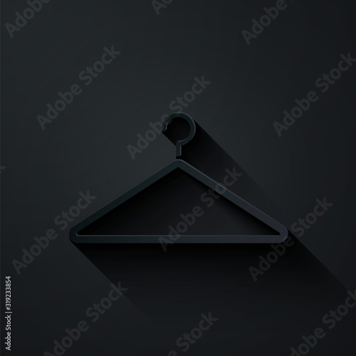 Cuadros en Lienzo Paper cut Hanger wardrobe icon isolated on black background