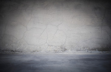 Studio background, gray cement wall, blank room and blank banner