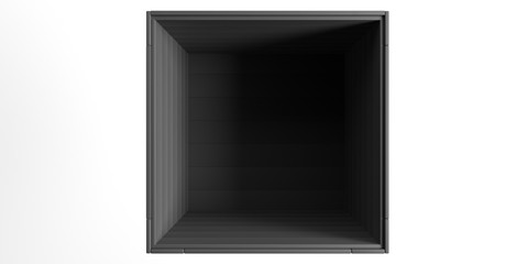 Wall Mural - Crate, empty black box isolated against white background, above view. 3d illustration