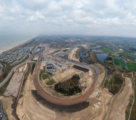 Wall Mural - High resolution aerial image of Race track in the dunes undergoing maintenance in preparation for racing event