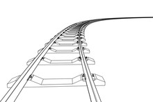 The Railway Going Forward. 3d Vector Illustration On A White
