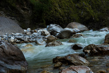 Amazing Small Water Fall Falling From Mountain. Himalayan Range