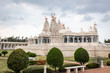 White Houston Hindu temple park on a cloudy day