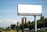 Fototapeta  - big billboard standing in the city. white advertising field for advertising. Mockup billboard