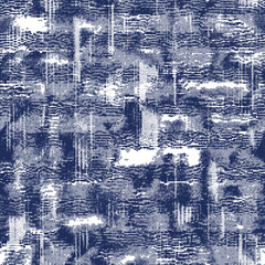 Wall Mural - Indigo cyanotype dyed effect distressed worn bleached graphical motif. Noisy brushed faded mottled, intricate grungy stained navy design. Seamless repeat vector eps 10 pattern swatch.