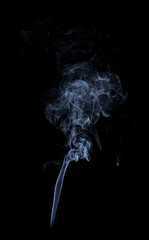 Photo of real white smoke on black background