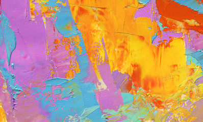 Abstract colorful background textures of hot vibrant colors as wallpaper, pattern, art print, textured fonts, shapes etc.  Natural texture of oil paint. High quality details.