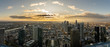 Panorama with evening mood of the skyscrapers and impressive sky with sunset in Frankfurt Germany