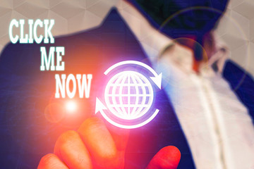 Wall Mural - conceptual hand writing showing click me now. concept meaning internet helping desk press the button