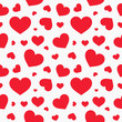 Cute red hearts seamless texture pattern.
