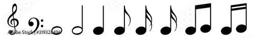 Fotografía Music Notes Icon Black | Note Illustration | Clef Symbol | Sound Logo | Tone Sig