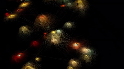 Wall Mural - abstract celestial shapes appear and evolve on space black background