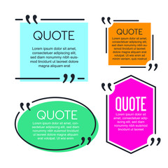 Leinwandbilder - Colored quote speech bubble template. set different shape geometric texting boxes. Quotes form and speech box isolated on white background. Vector illustration.