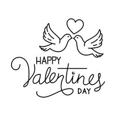 Wall Mural - happy valentines day label on white background