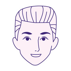 Sticker - young man face smiling icon, flat design