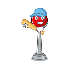 Poster - Sporty antenna cartoon character design with baseball