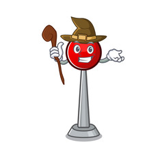 Poster - cartoon mascot style of antenna dressed as a witch