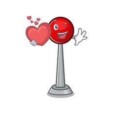 Poster - Funny Face antenna cartoon character holding a heart