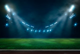 Fototapeta Sport - lights at night and stadium 3D rendering.