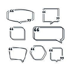 Leinwandbilder - collection of scribbled comic speech bubbles. Colored quote speech bubble template. Quotes form and speech box isolated on white background. Vector illustration.