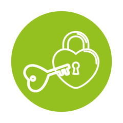 Canvas Print - silhouette of security padlock with heart shaped on green background